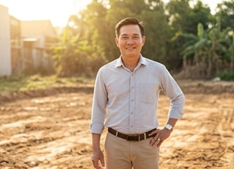 Tuổi Hợi động thổ ngày nào tốt: Tra cứu hoa giáp và mâm cúng 1 Người đàn ông trưởng thành chuẩn bị thực hiện nghi thức động thổ cất nhà trên mảnh đất mới