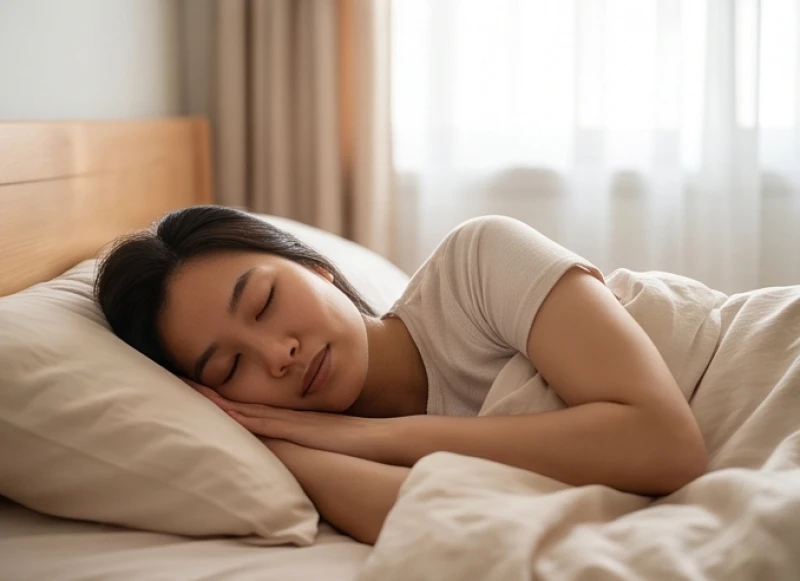 Người Việt Nam đang ngủ bình yên với ánh sáng buổi sáng chiếu nhẹ qua cửa sổ, biểu tượng giấc mơ và tiềm thức
