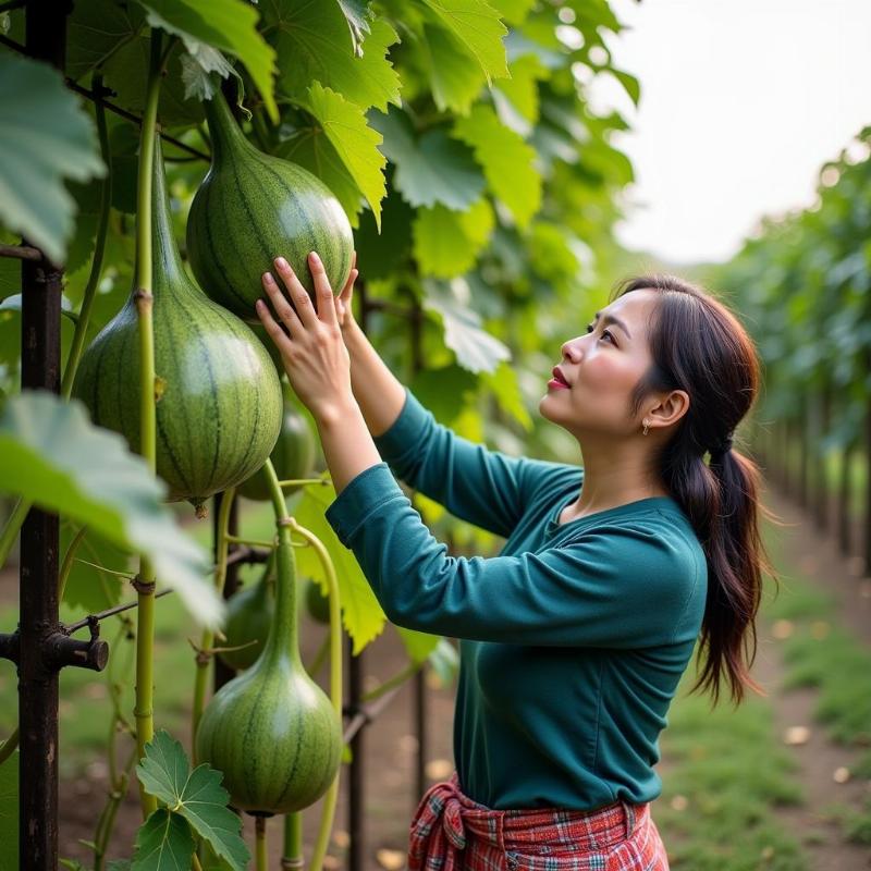 Người phụ nữ hái mướp