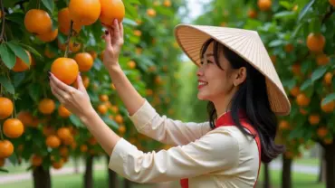 Người phụ nữ nhặt sấu chín