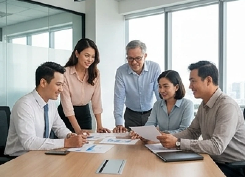 Sự nghiệp tuổi Mùi: Chọn nghề theo năm sinh và đối tác làm ăn 1 Nhóm nhân sự nhiều thế hệ cùng thảo luận chiến lược trong một không gian văn phòng hiện đại