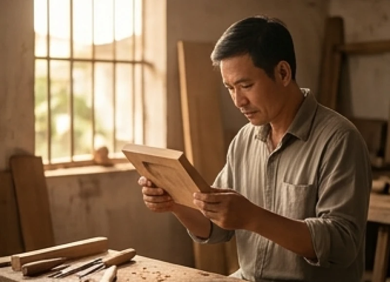 Tính cách tuổi Sửu: Phân tích nam nữ và cách bù trừ nhược điểm 11 Người thợ mộc cẩn thận kiểm tra từng chi tiết nhỏ trên tác phẩm nghệ thuật bằng gỗ