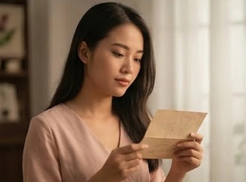 Cô gái trầm ngâm suy nghĩ khi cầm trên tay một kỷ vật tình yêu từ quá khứ