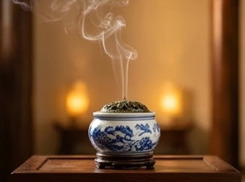 Không gian phòng thờ thanh tịnh với khói nhang mờ ảo tỏa ra từ lư hương gốm sứ