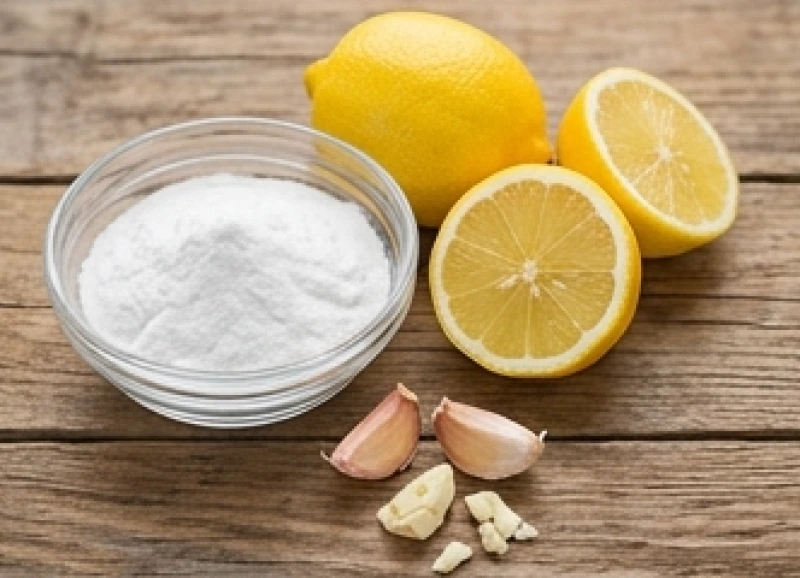 Nốt ruồi ở môi trên: Ý nghĩa tướng số nam nữ & dấu hiệu y khoa 8 Hỗn hợp baking soda, chanh và tỏi tươi thường được dùng trong các mẹo dân gian