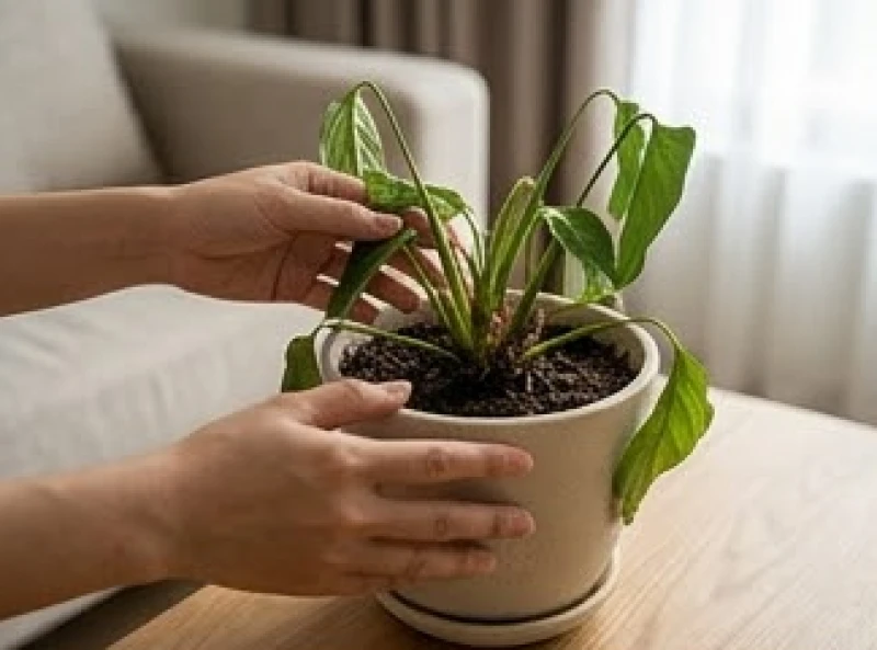 Cây héo lá đột ngột là điềm gì: Giải mã phong thủy và cách sơ cứu 1 Một người cẩn thận kiểm tra phần rễ của chậu cây trồng trong nhà đang có dấu hiệu héo rũ