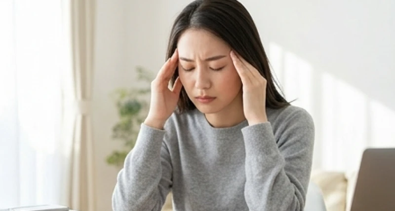 Mắt giật ở nữ là điềm gì? Giải mã tâm linh 24h & y khoa 1 Người phụ nữ nhắm mắt mệt mỏi thể hiện rõ sự căng thẳng thần kinh gây ra chứng co giật cơ mí mắt liên tục