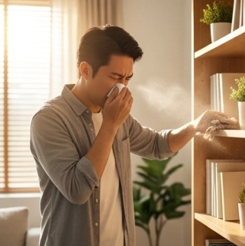 Nhảy mũi ở nam là điềm gì: Giải mã chi tiết theo số lần và khung giờ 6 Nam thanh niên hắt xì hơi khi dọn dẹp nhà cửa vì tiếp xúc trực tiếp với lượng lớn bụi bẩn