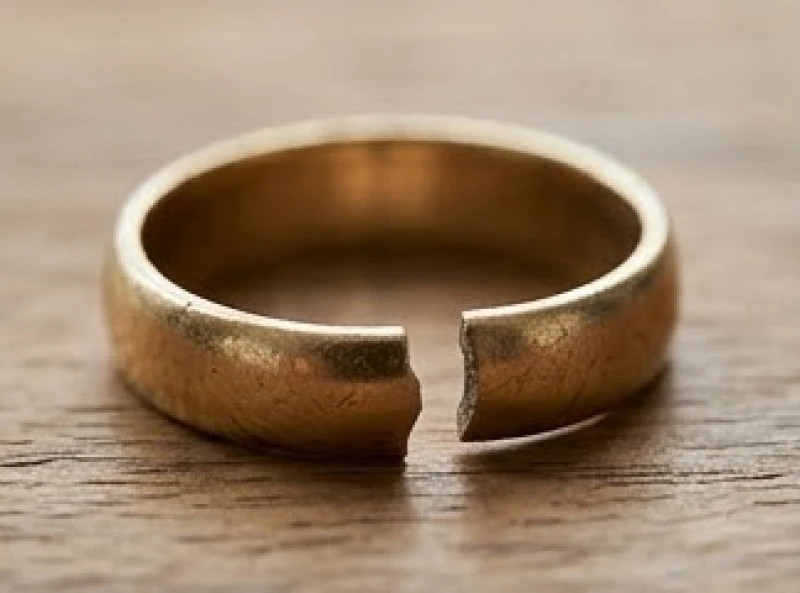 Nhẫn bị gãy là điềm gì: Giải mã tâm linh và cách hóa giải 1 Chiếc nhẫn kim loại bị đứt gãy sần sùi do hao mòn vật lý sau nhiều năm được sử dụng liên tục