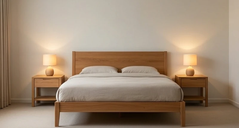 Đầu giường tựa sát vào bức tường vững chãi tạo thế tựa sơn trong phong thủy