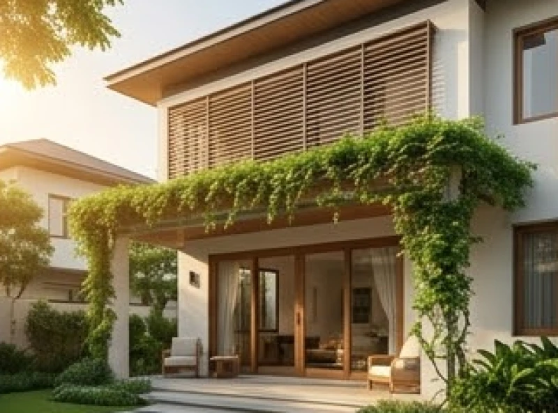 Canh Thìn 1940 hợp hướng nào: Sơ đồ Nam Nữ và cách hóa giải 2 Mặt tiền ngôi nhà hướng Tây được che mát bằng giàn cây leo xanh tươi