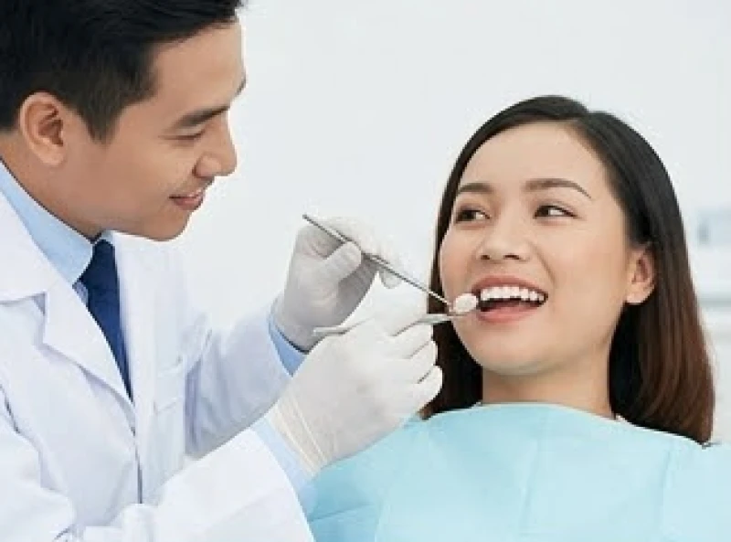 Tướng răng cửa to: Giải mã vận mệnh nam nữ và bảng giá làm nhỏ 1 Bác sĩ nha khoa đang kiểm tra kích thước hai chiếc răng cửa lớn của bệnh nhân nữ