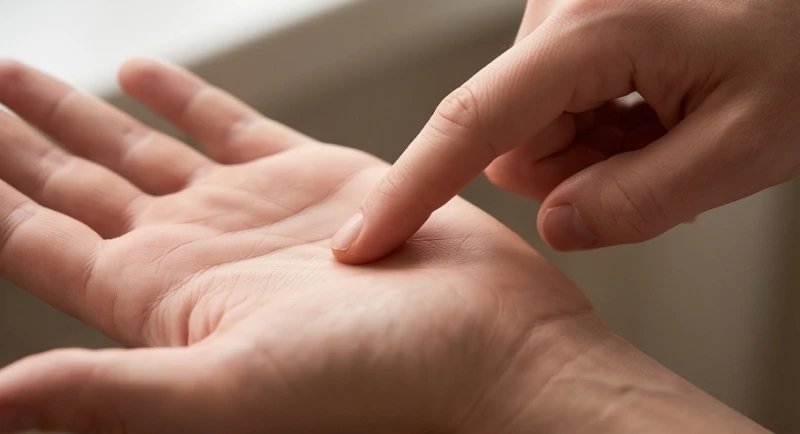 Lòng bàn tay mở rộng với đường tâm đạo cong vươn cao rõ rệt về phía các gò ở gốc ngón tay