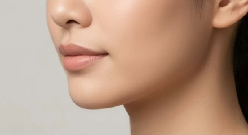 Đường viền hàm và đáy cằm uốn cong hình chữ U nhẹ nhàng của một người phụ nữ