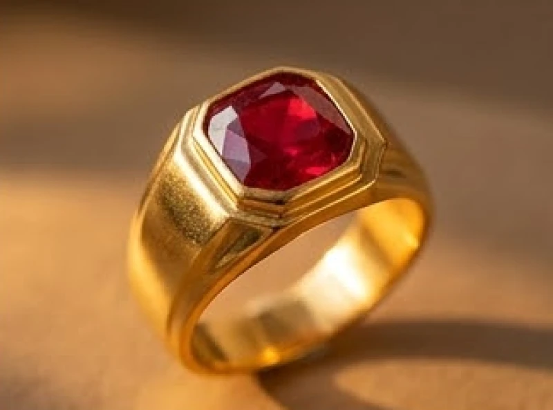 Nhẫn phong thủy tuổi Mùi: Chọn ngón đeo và màu đá chiêu tài 2 Nhẫn nam đính đá ruby đỏ cắt giác khối rực rỡ dưới ánh sáng tự nhiên