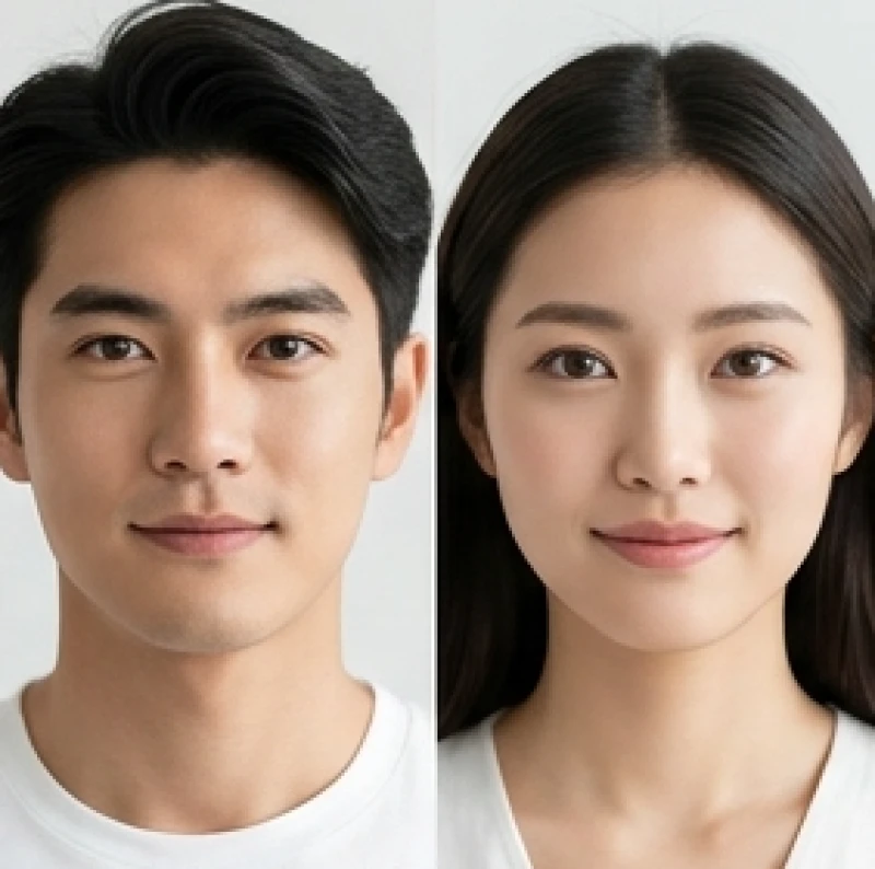Gương mặt một nam và một nữ thể hiện nét đặc trưng của tướng miệng nhỏ