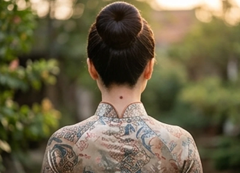 Hình dáng nốt ruồi ngay chính giữa gáy nối liền phần đầu và thân mình