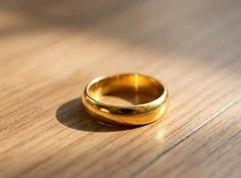 Mất nhẫn vàng là điềm gì: Mẹo tìm kiếm và quy tắc hóa giải 2 Chiếc nhẫn vàng trơn 24k nằm chơ vơ trên sàn gỗ do vô tình bị đánh rơi khỏi tay