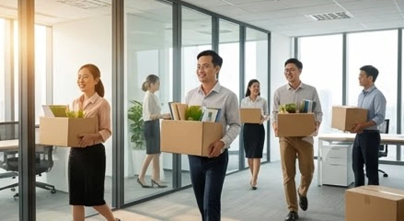 Văn khấn chuyển văn phòng: Bài cúng chuẩn và thủ tục nhập trạch 8 Các thành viên trong công ty cùng nhau mang đồ đạc và thiết bị vào không gian làm việc mới.