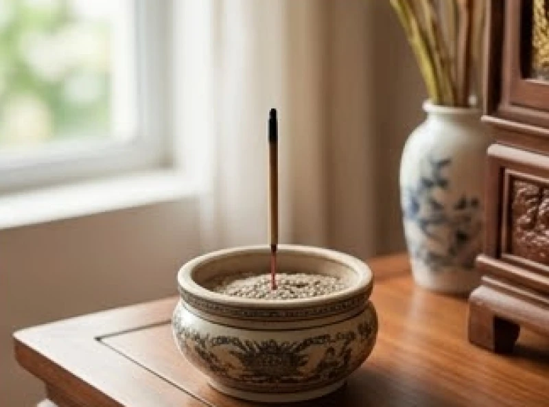 Nén nhang đang cháy thì đột ngột bị tắt lửa và đọng lại phần tàn đen ở nửa thân hương