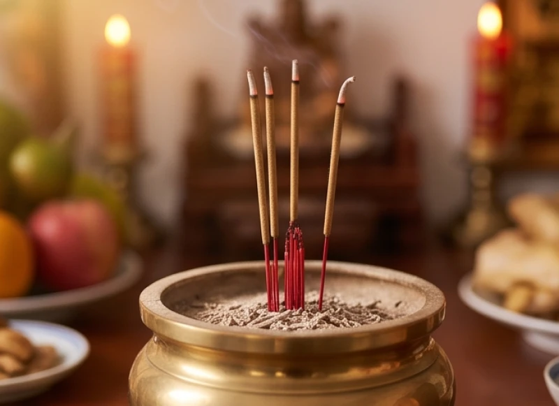Lời tạ lễ sau khi cúng: Bài khấn chuẩn và trình tự hạ lễ 3 Bát hương đồng với các nén nhang đã cháy tàn hơn hai phần ba báo hiệu thời điểm hạ cỗ an toàn