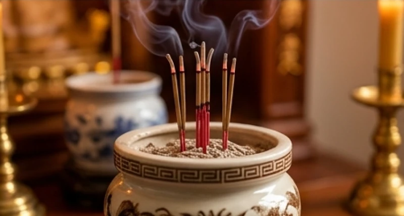 Văn khấn gửi đồ cho người âm: Cách ghi sớ và bài khấn chuẩn 7 Bát hương trên ban thờ với những nén nhang đã cháy được hơn một nửa thời gian