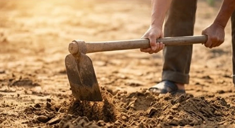 Người chủ lễ hai tay vung cuốc bổ nhát đất đầu tiên để chính thức báo cáo thần linh việc khởi công