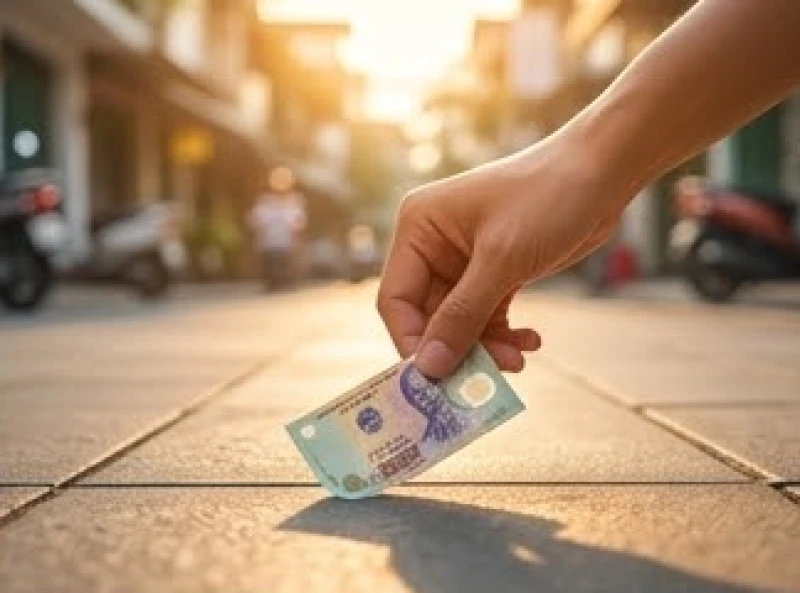 Một người vô tình nhặt được tờ tiền rơi trên phố với tâm trạng vui vẻ, đón nhận chuỗi may mắn nhỏ liên tiếp