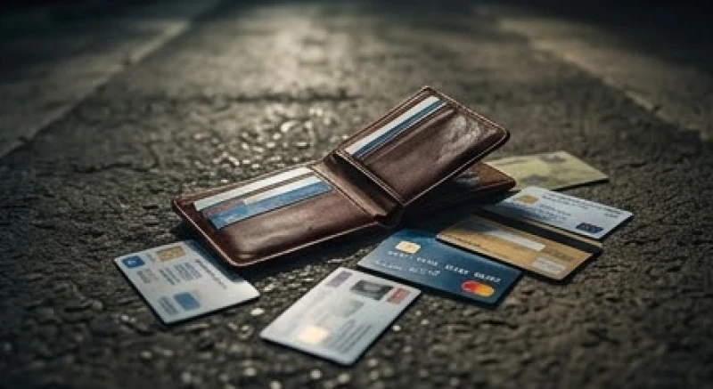 Mơ thấy nhặt được tiền: Điềm báo tâm linh và bảng tra số may mắn 5 Một chiếc ví da đánh rơi đang mở tung, để lộ nhiều thẻ ngân hàng và giấy tờ cá nhân nằm vung vãi.