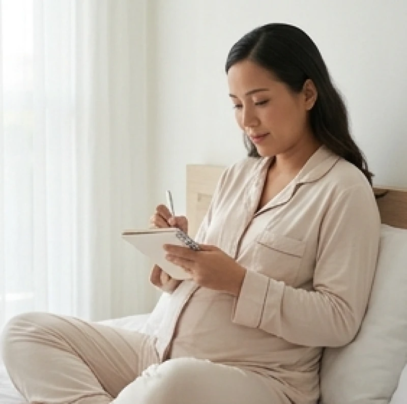 Mơ thấy rắn có bầu: Điềm báo theo tam cá nguyệt & sổ mơ 1 Thai phụ viết nhật ký giấc mơ trên giường để ghi chép lại những chi tiết sau khi nằm mơ thấy rắn có bầu