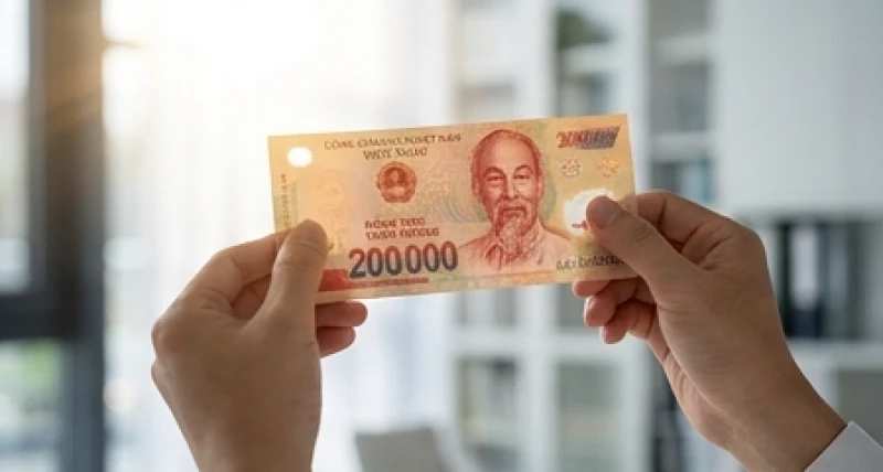 Kiểm tra tờ tiền 200 nghìn đáng ngờ dưới ánh sáng để phòng tránh tiền giả
