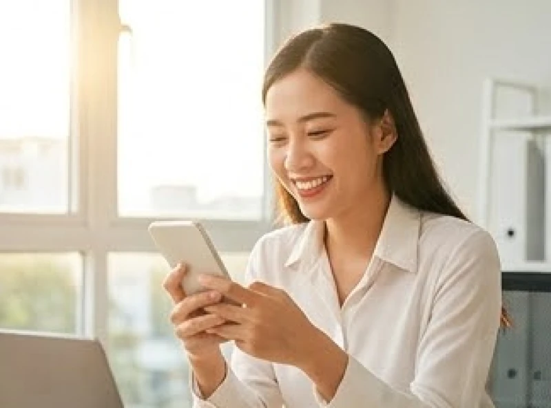 Giật mí mắt dưới là điềm gì? Giải mã 12h nam nữ & góc nhìn y học 5 Nữ nhân viên văn phòng mỉm cười rạng rỡ khi nhận được tin nhắn báo tin vui vào buổi sáng sớm tinh mơ
