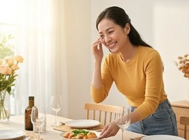 Giật mí mắt dưới là điềm gì? Giải mã 12h nam nữ & góc nhìn y học 3 Cô gái trẻ đang mỉm cười tươi tắn chuẩn bị đón khách tới thăm nhà sau khi có điềm báo nháy mí mắt dưới bên phải