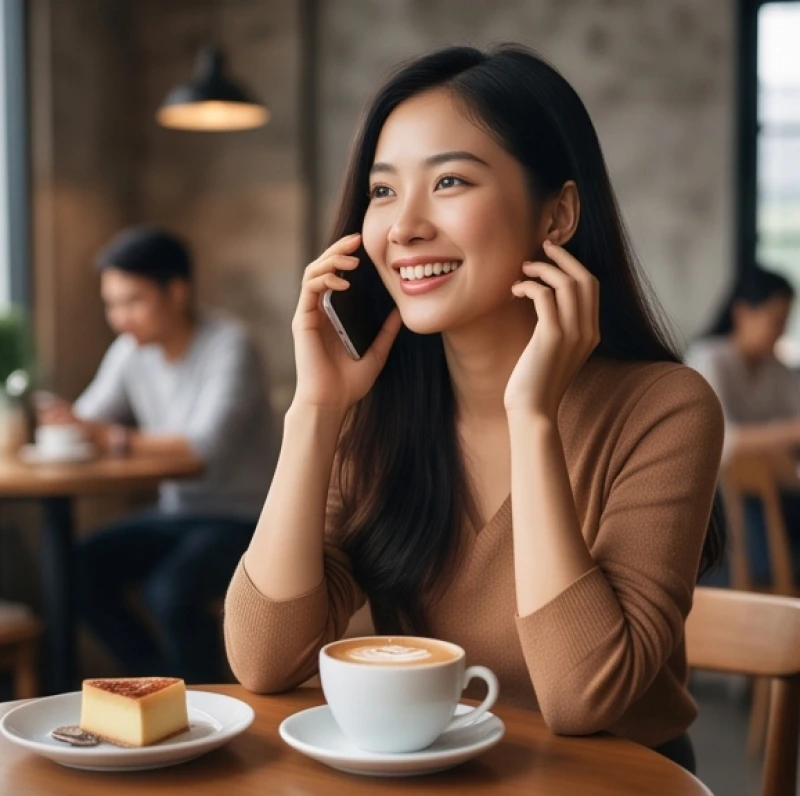 Nhảy mũi là điềm gì: Tra cứu theo giờ, số lần và giới tính 3 Cô gái mỉm cười hạnh phúc khi gọi điện thoại cho người yêu ở xa sau điềm báo nhảy mũi 2 cái