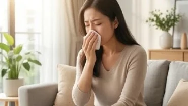 Cô gái trẻ che miệng hắt xì trong phòng khách, khoảnh khắc quen thuộc gợi thắc mắc nhảy mũi ở nữ là điềm gì