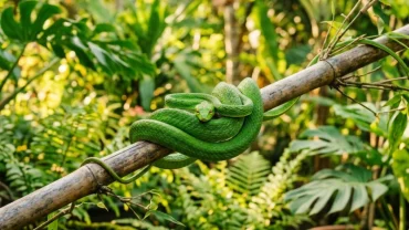 Hình ảnh một con rắn nhỏ uốn lượn trên cành cây trong vườn nhà giúp giải mã nhìn thấy rắn là điềm báo gì