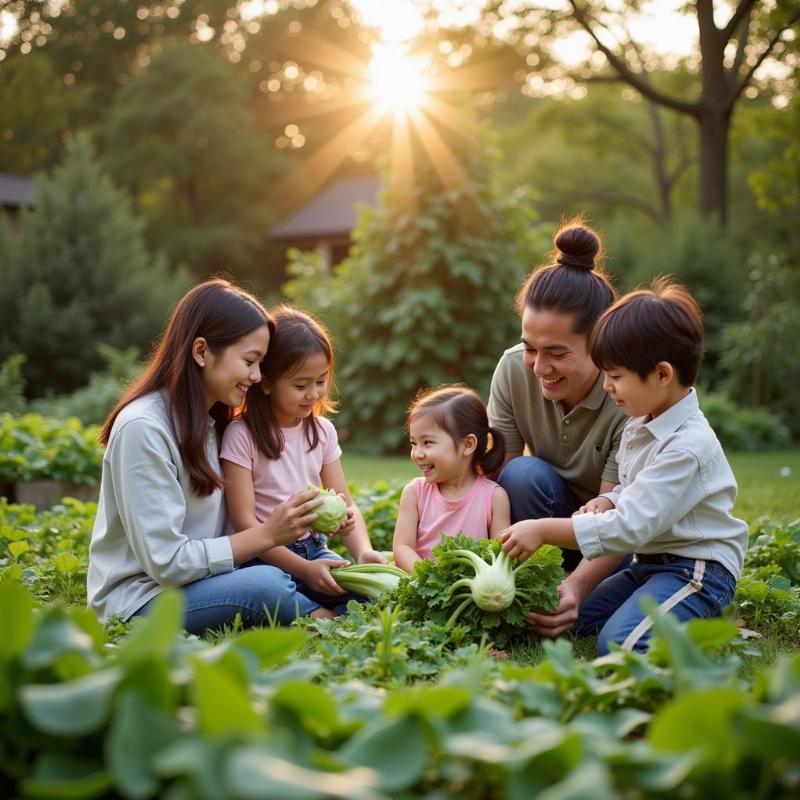 Nhổ cải ngọt cùng gia đình