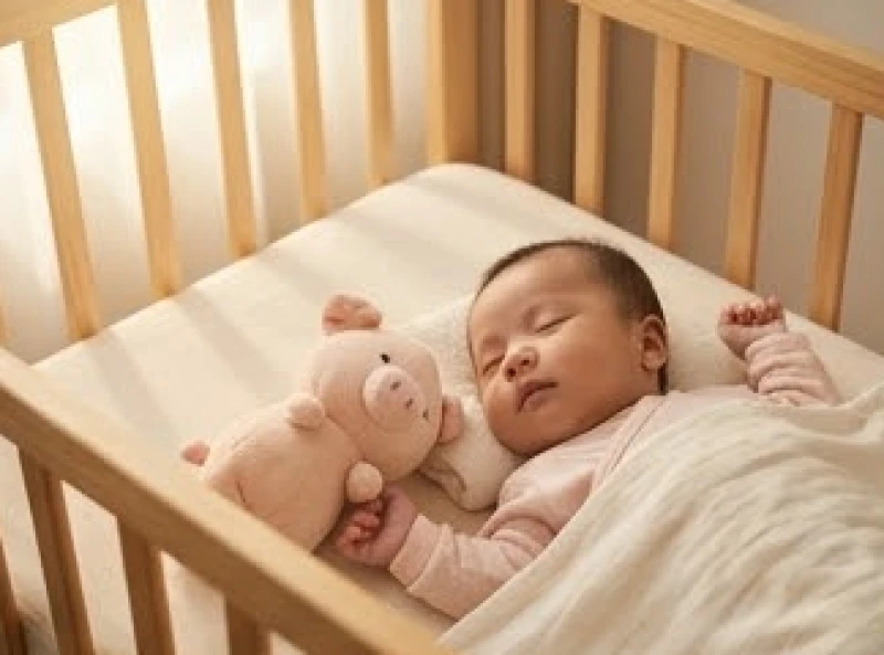 Tuổi Hợi hợp sinh con tuổi gì: Hướng dẫn cho vợ chồng lệch tuổi 1 Em bé sơ sinh bụ bẫm đang ngủ say sưa bên cạnh một chú lợn bông nhỏ tượng trưng cho tuổi Hợi