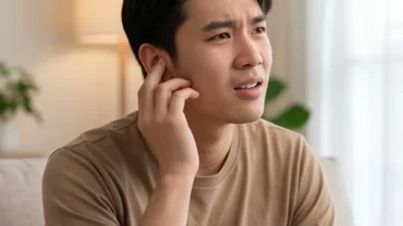 Người đàn ông trẻ băn khoăn về vấn đề nhức tai trái là điềm gì hay đang mắc bệnh lý