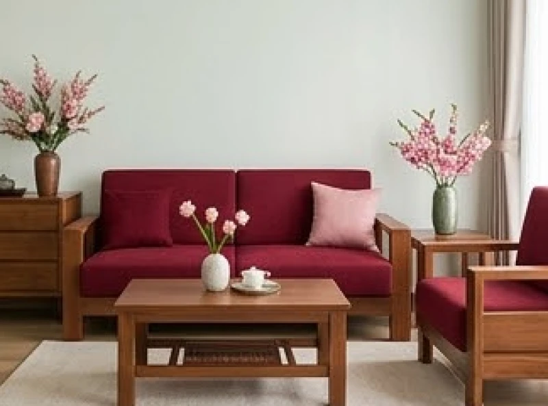 Sự kết hợp hoàn hảo giữa màu đỏ bản mệnh và màu nâu đất tương sinh cho nữ gia chủ tuổi Mậu Ngọ 1978