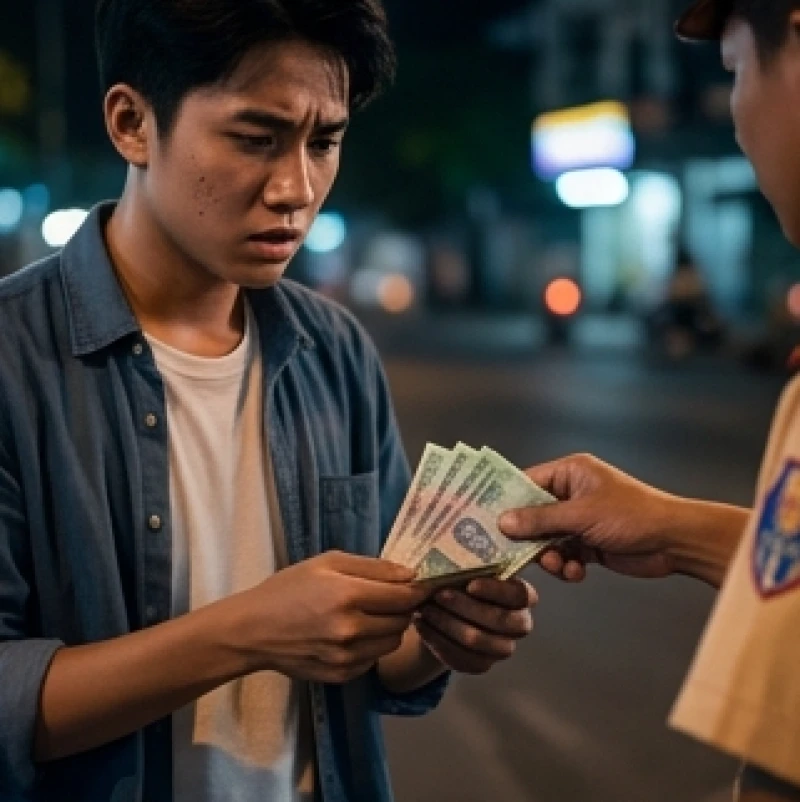 Hành động lấy tiền từ ví để nộp phạt giao thông cảnh báo về những rủi ro hao hụt tài chính