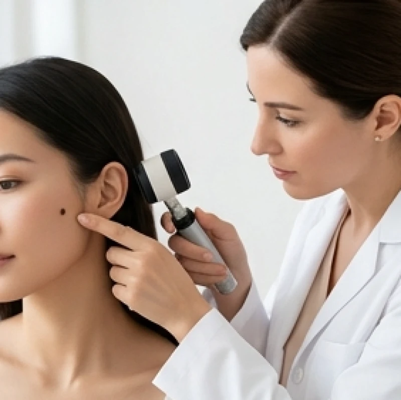 Khám da liễu để kiểm tra nốt ruồi ở má gần tai có biểu hiện thay đổi bất thường