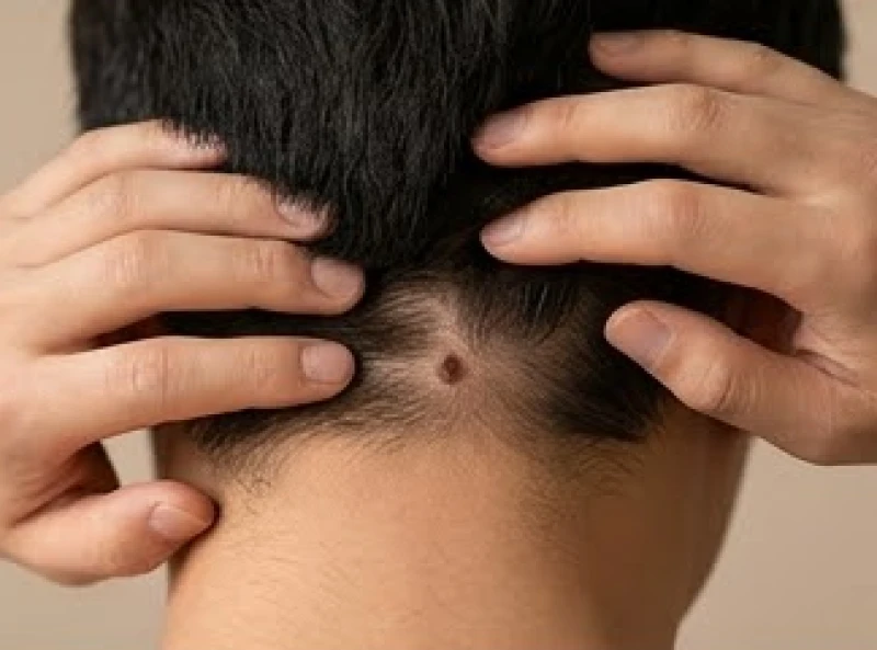 Vùng chân tóc gáy rậm rạp che khuất nốt ruồi sau gáy nam mang lại tài lộc ẩn