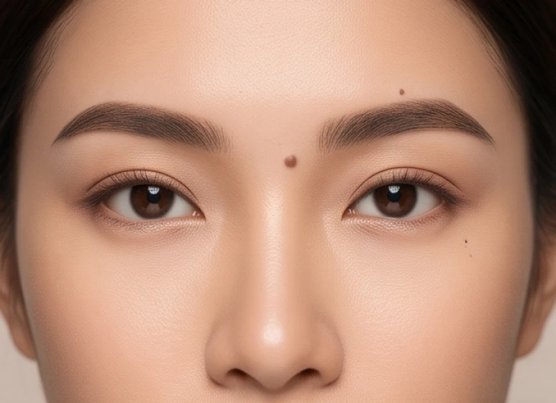 Người phụ nữ có nốt ruồi nhỏ nhắn nằm nổi bật ở vị trí ấn đường giữa hai đầu lông mày