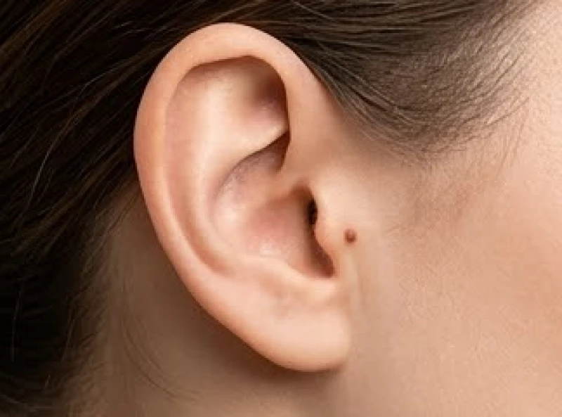 Vị trí cuống tai nối với hộp sọ nơi thường xuất hiện các nốt ruồi chìm