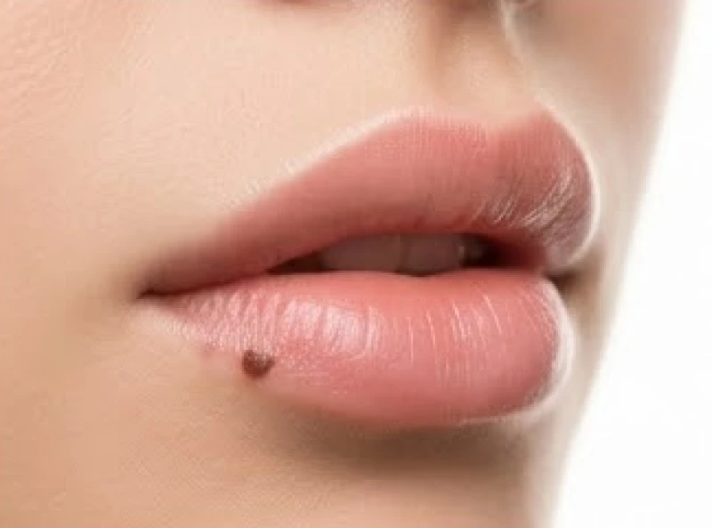 Nốt ruồi ở môi dưới: Ý nghĩa tướng số, chi phí & cách chăm sóc 6 Chấm nốt ruồi nằm lệch về phía bên trái của môi dưới trên làn da sáng