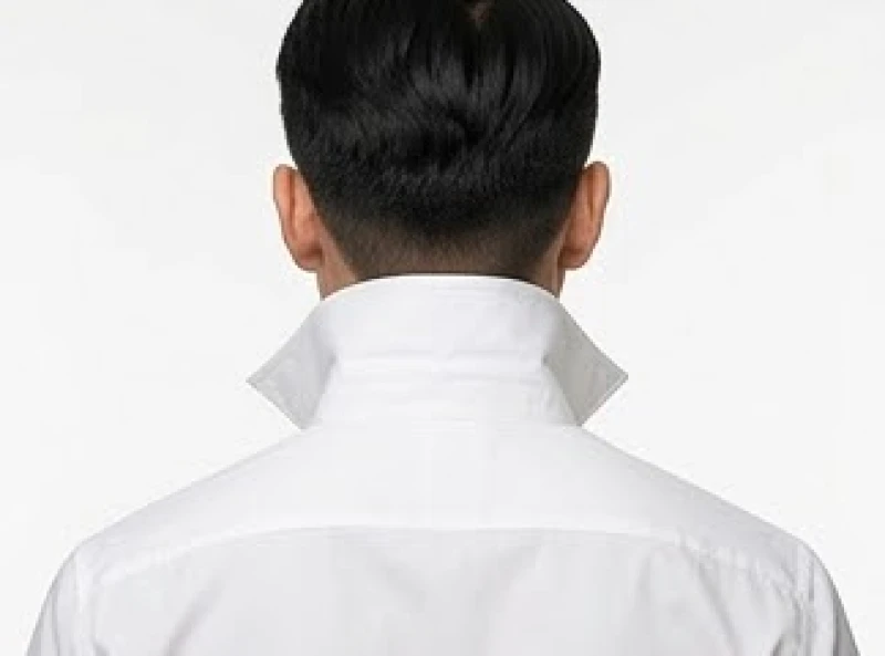 Người đàn ông mặc áo sơ mi có cổ cao để che đi nốt ruồi chính giữa gáy