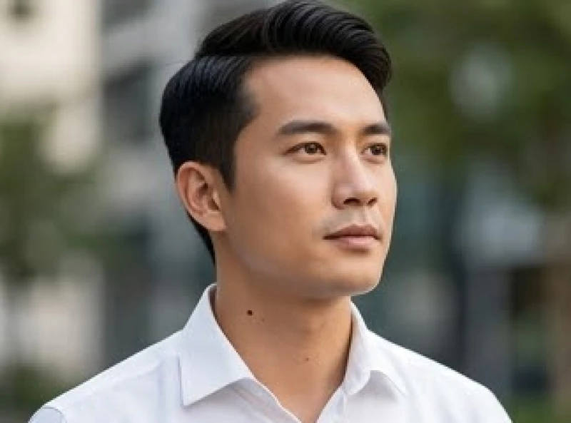 Chân dung người đàn ông mạnh mẽ thành đạt có nốt ruồi ở cổ bên phải nam tính