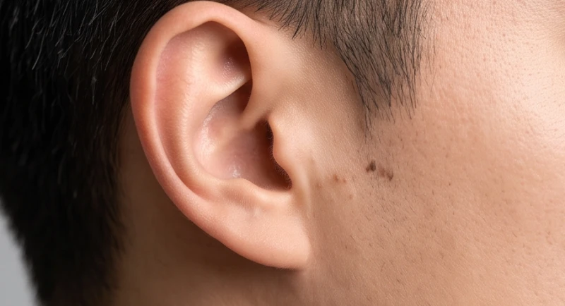 Nốt ruồi nằm ngay tại vị trí bình tai và cuống tai tiếp giáp với phần xương hàm của nam giới