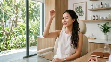 Cận cảnh nốt ruồi dưới nách lành tính trên da cùng bác sĩ da liễu đang thăm khám an toàn thẩm mỹ